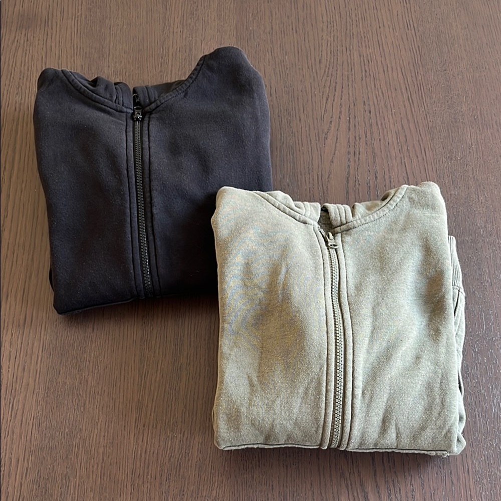 George - Kids Zip Up Hoodies, Black/Olive Green, Size 10-12